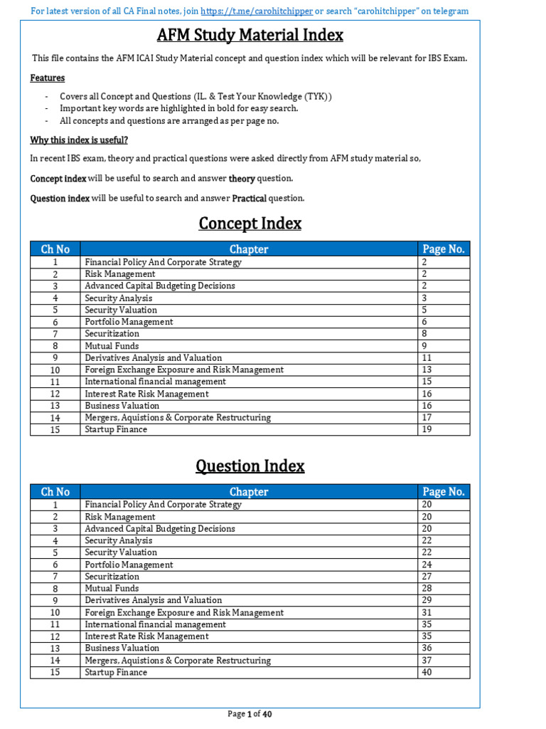 AFM Study Material Overview | PDF | Option (Finance) | Swap (Finance)