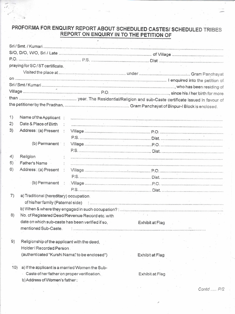 SC/ST Certificate Application Guide | PDF