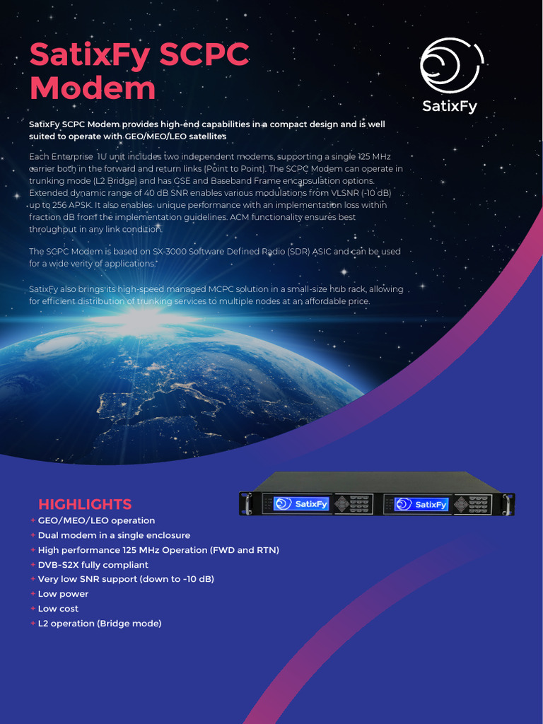 SatixFy SCPC Modem Overview | PDF | Modem | Software Defined Radio