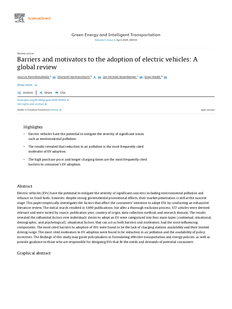 Barriers and Motivators for EV Adoption | PDF | Electric Vehicle ...