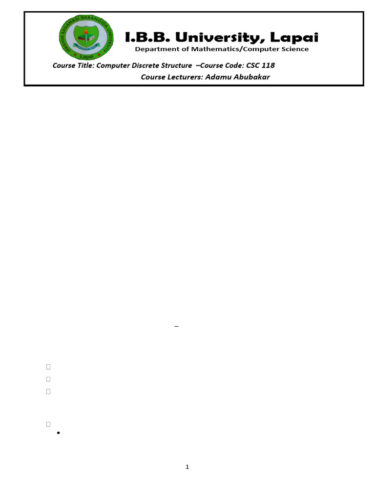 5 Pages CSC 118 Computer Discrete Structure | PDF | Discrete ...