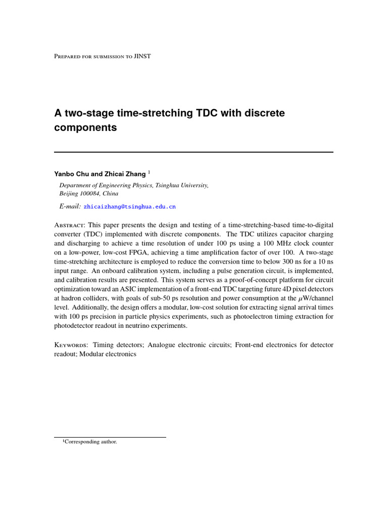 Two-Stage Time-Stretching TDC Design | PDF | Atlas Experiment | Electronics