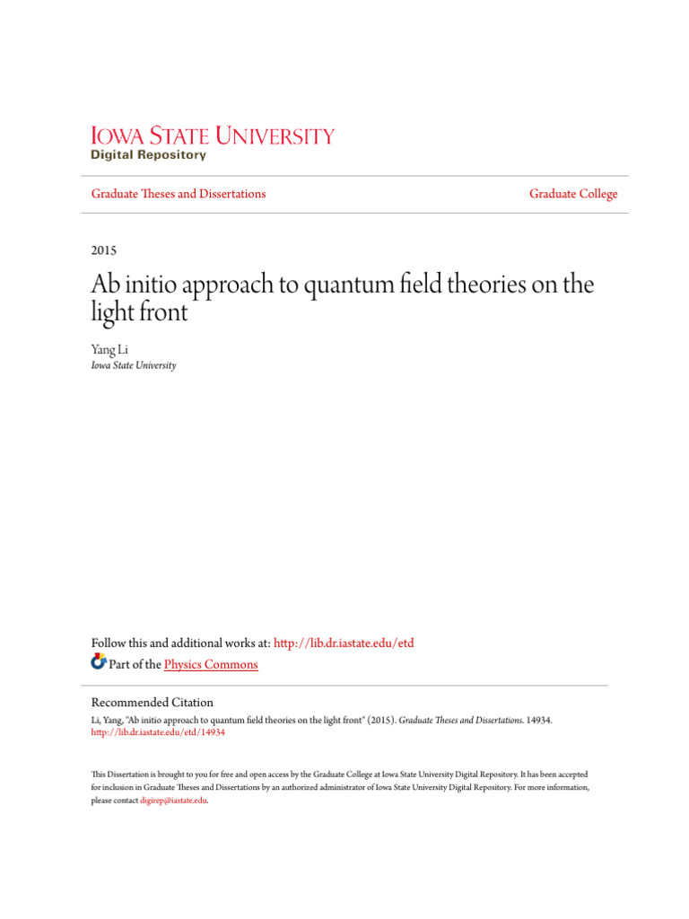 Quantum Field Theories on Light Front | PDF | Quantum Chromodynamics ...