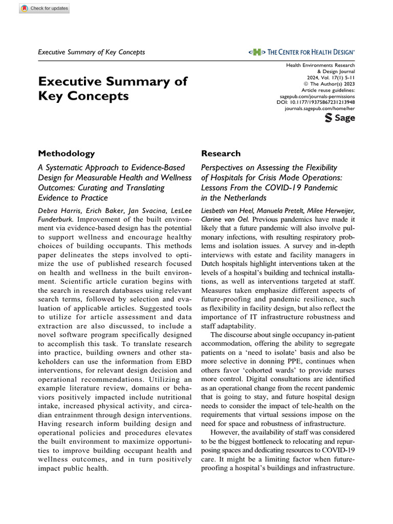 Evidence-Based Design for Health Outcomes | PDF | Well Being | Employment