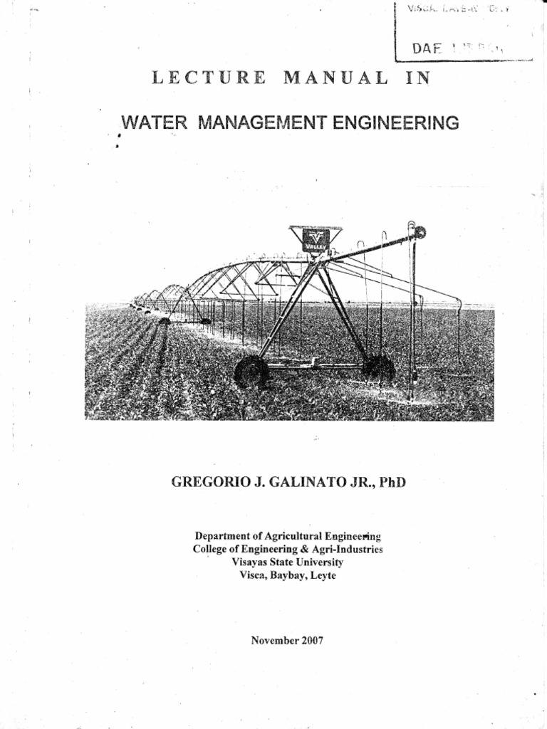 Water Management Engineering Manual | PDF | Irrigation | Dam