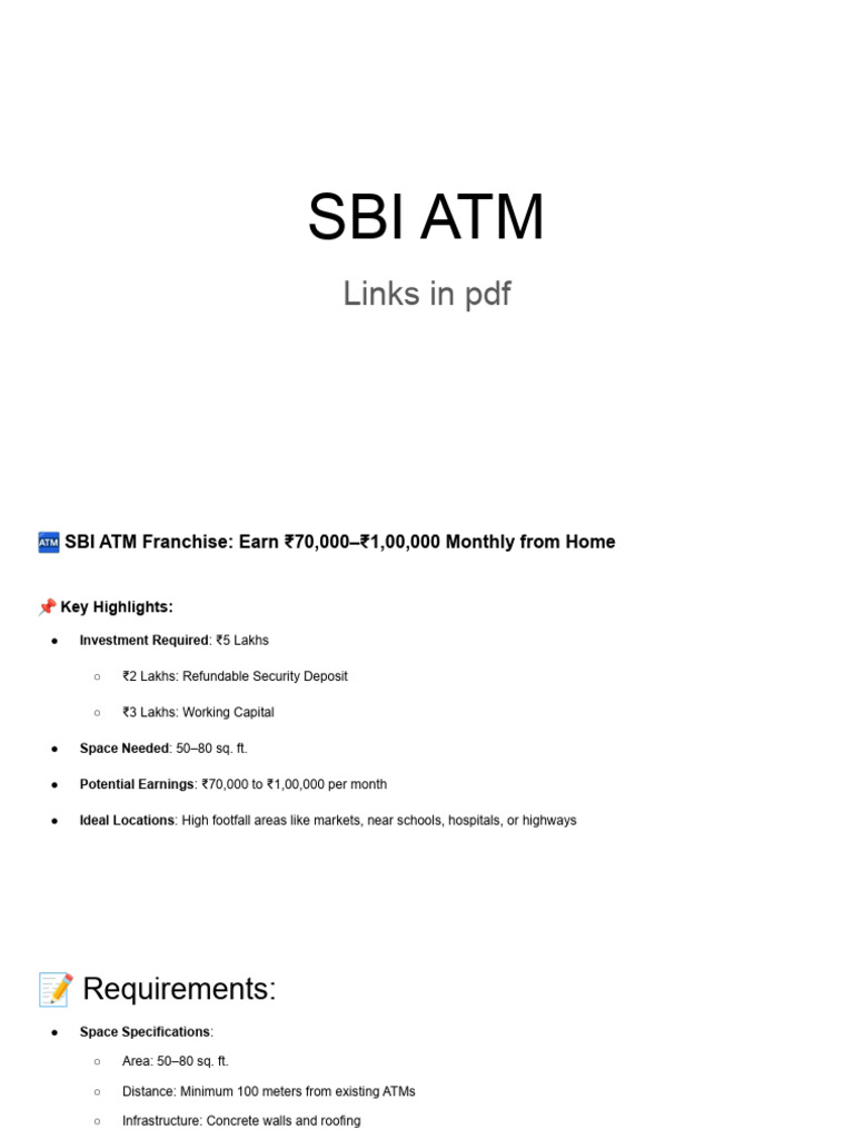 SBI ATM Franchise Application Guide | PDF