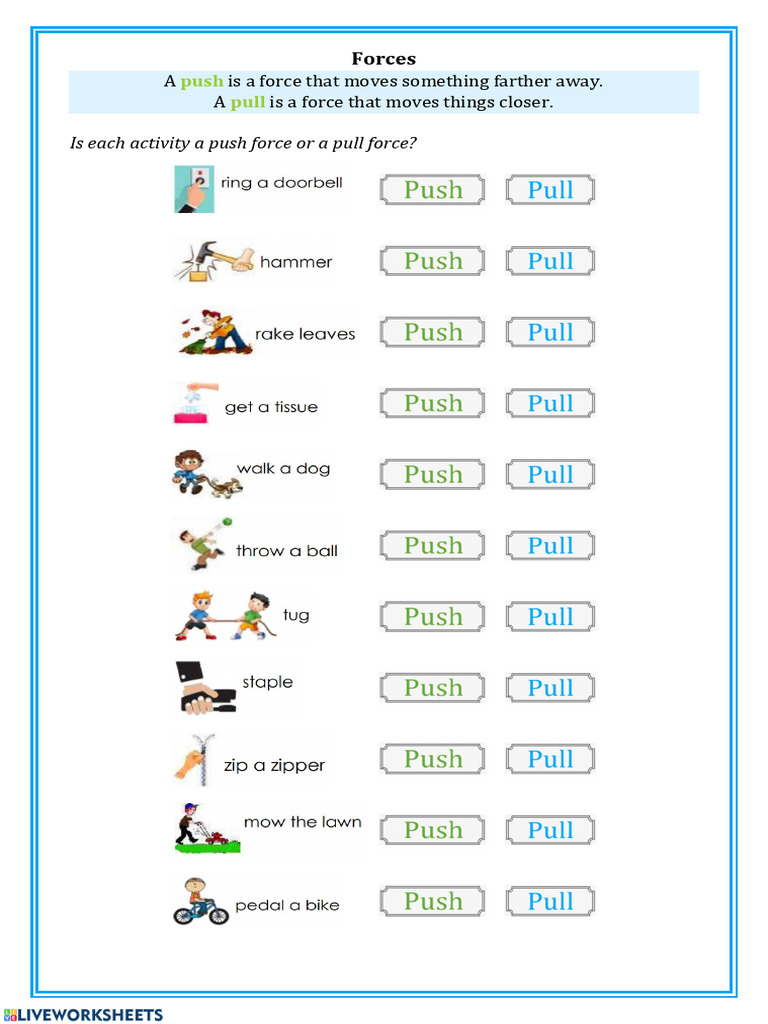 Push and Pull Forces for Kids | PDF
