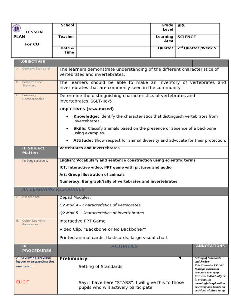 25'-26 Cot Science 6 2nd QTR Detailed | PDF | Learning | Educational ...