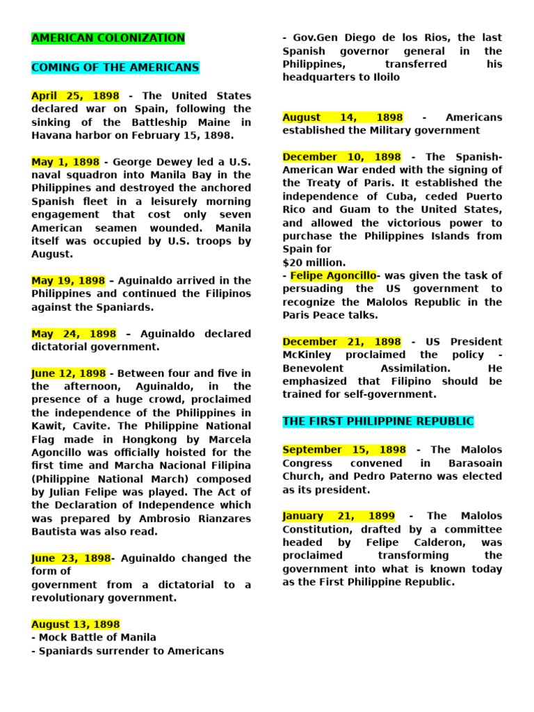 American Colonization | PDF | Philippines | Spanish East Indies