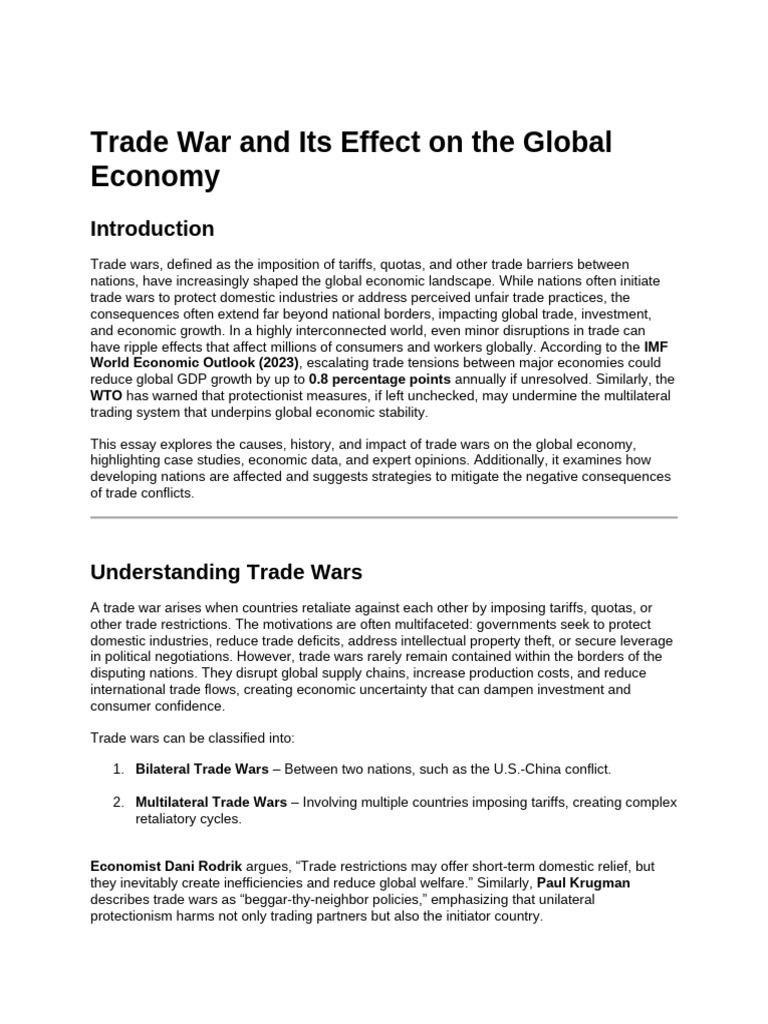 Impact of Trade Wars on Global Economy | PDF | World Trade Organization ...