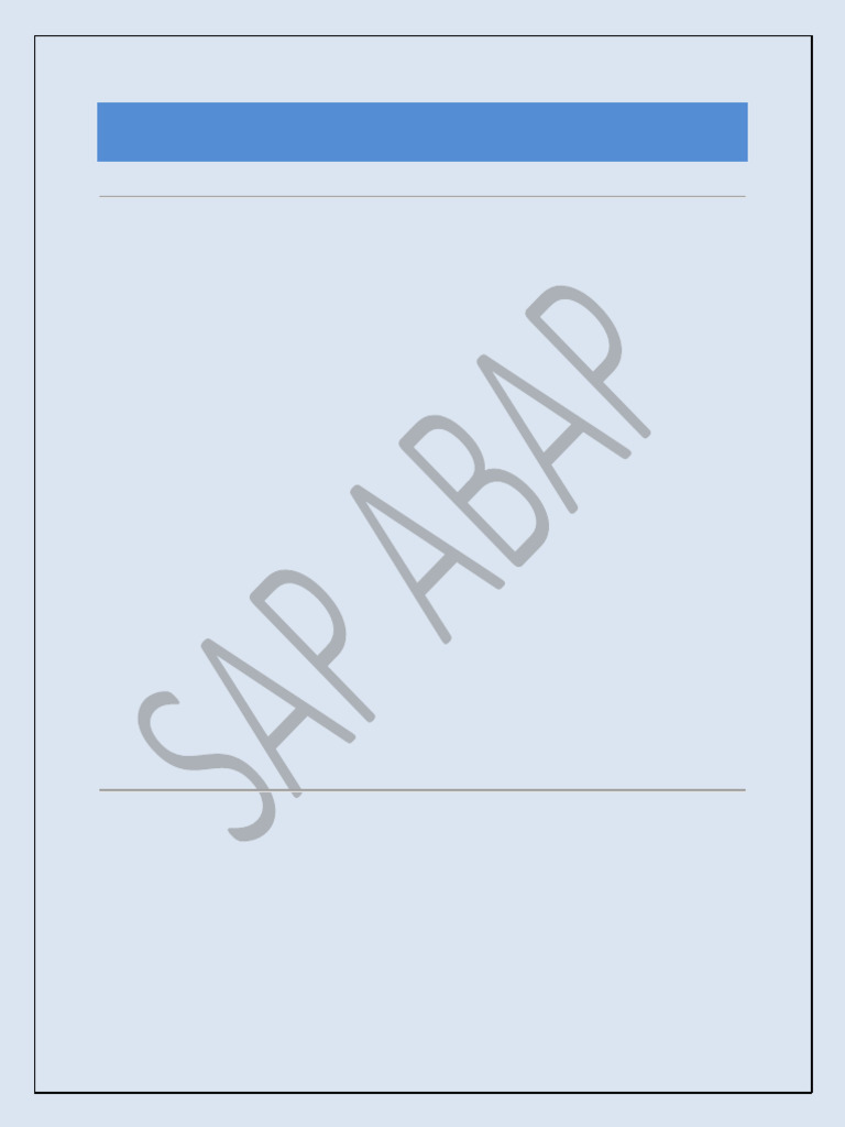 SAP ABAP Interview Q&A for Freshers | PDF | Databases | Database Index