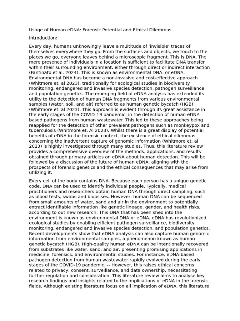 Human eDNA: Forensics and Ethics Explored | PDF | Real Time Polymerase ...