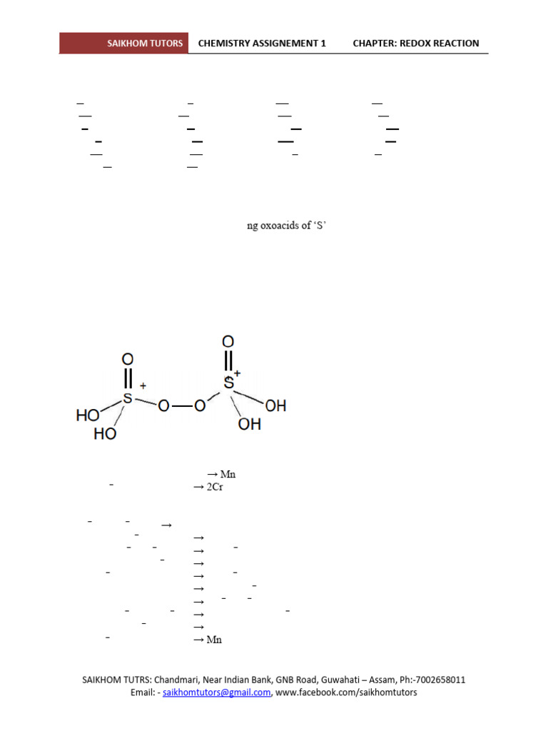 Redoc Reaction Assignment | PDF | Redox | Chemical Elements
