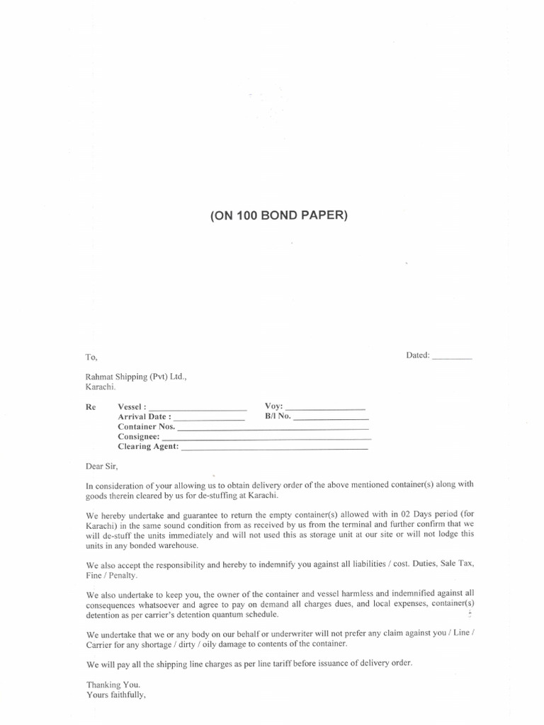 RSL Undertaking Bond Paper | PDF