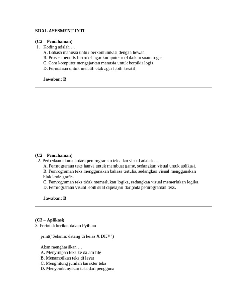 Soal Pemrograman Python dan Scratch | PDF