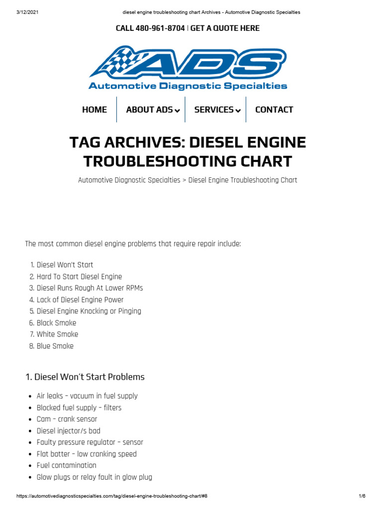 Diesel Engine Troubleshooting Chart Archives - Automotive Diagnostic ...