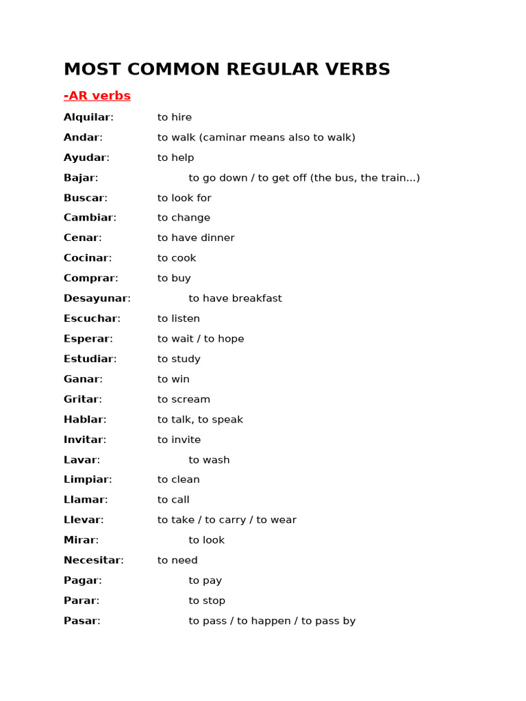2 - Most Common Regular Verbs English Version | PDF