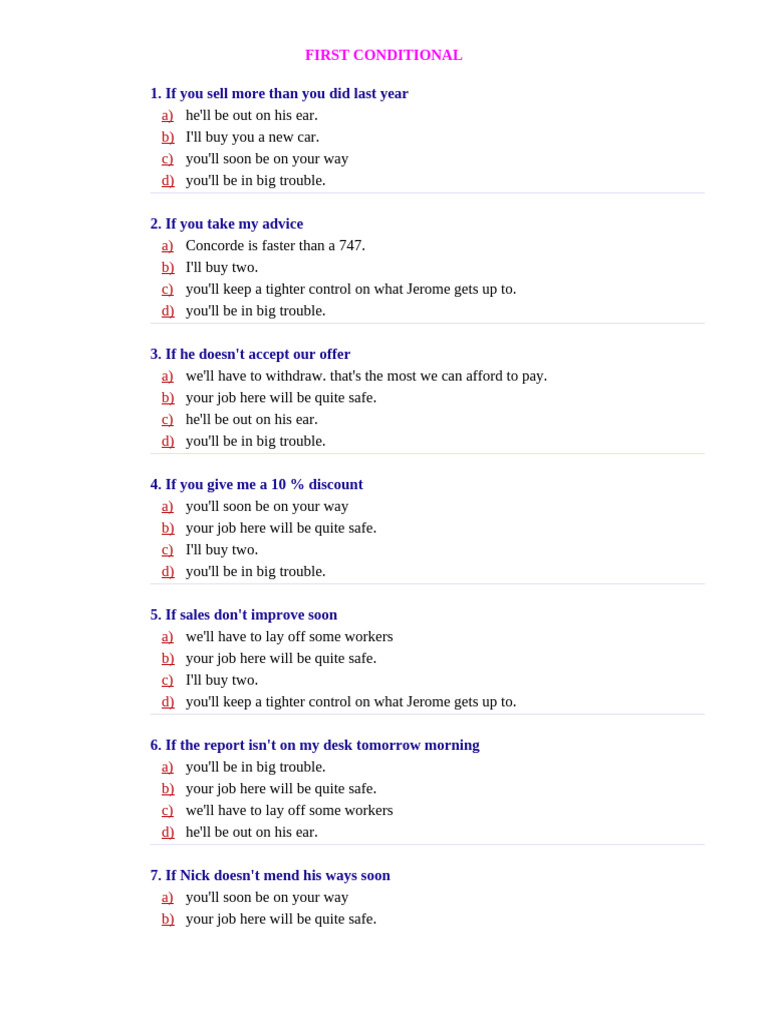 Understanding First Conditional Sentences | PDF