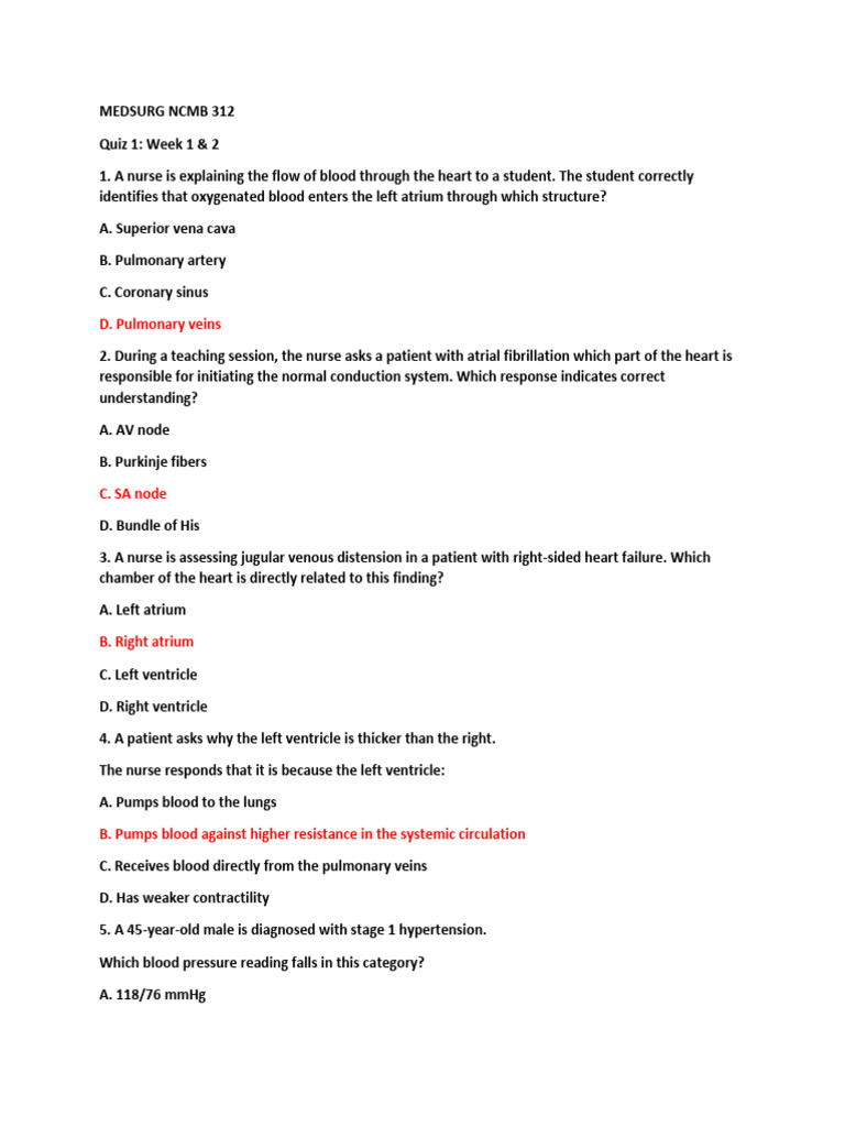 Medsurg NCMB 312 | PDF | Atrium (Heart) | Heart