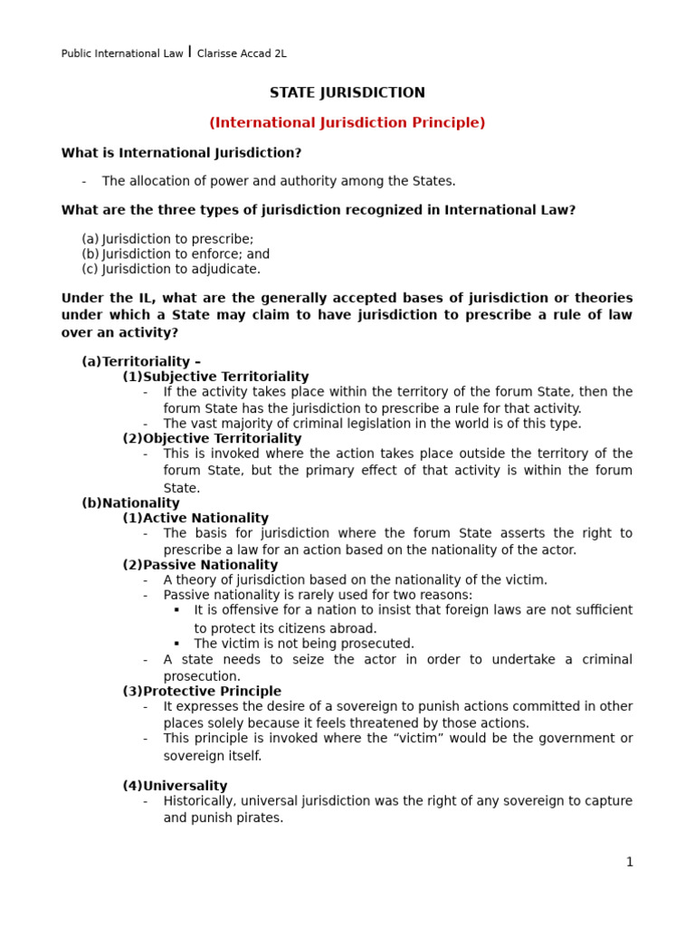 International Jurisdiction Principles Explained | PDF | Extradition ...
