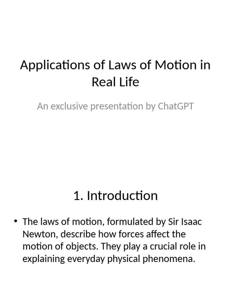 Real-Life Applications of Motion Laws | PDF