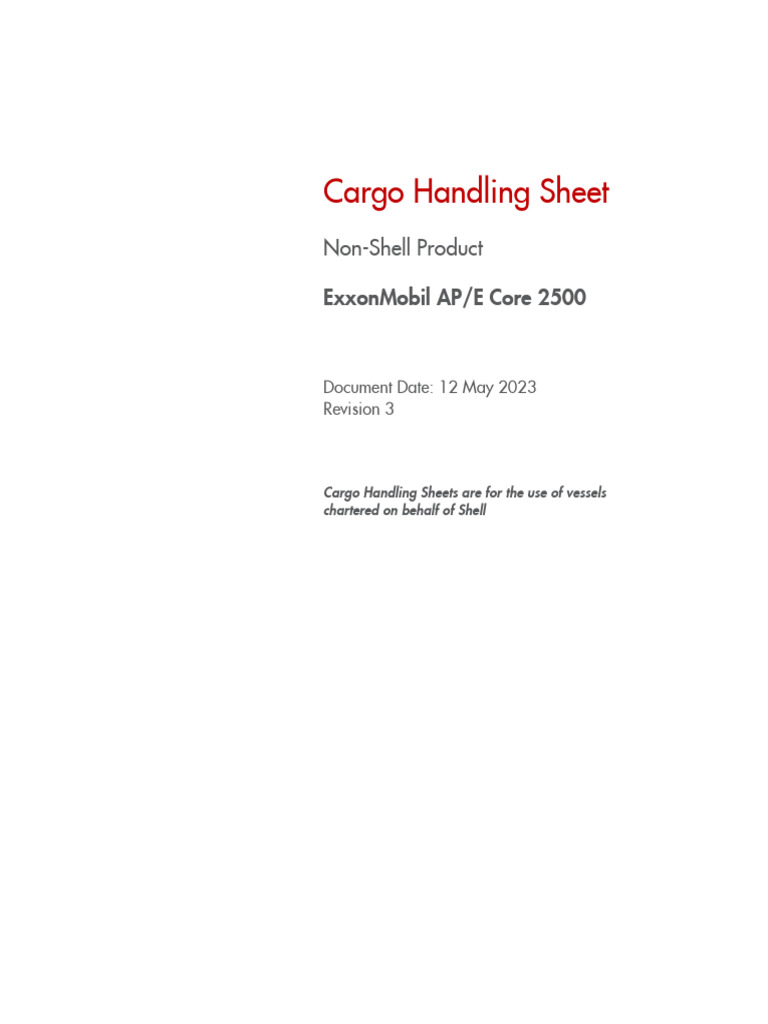 Cargo Handling Sheet for AP/E Core 2500 | PDF | Heat Exchanger