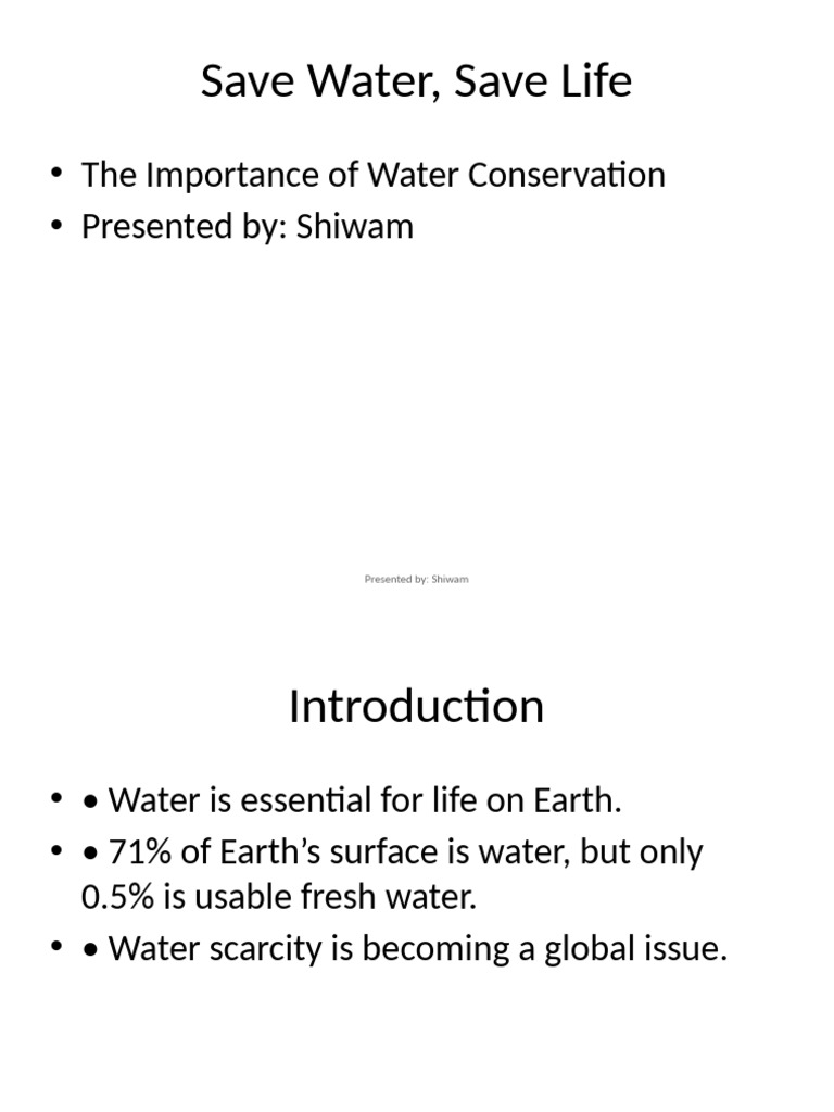 Save Water Presentation Shiwam | PDF