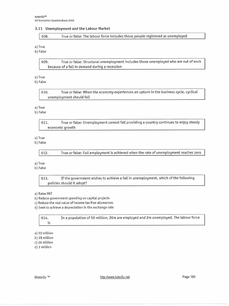 Unemployment MC Qs | PDF