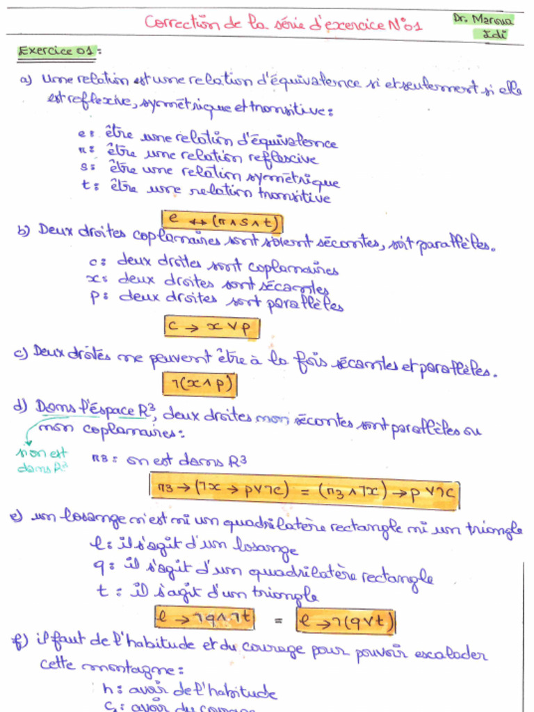 Correction Des Exercices de La Série 1 | PDF