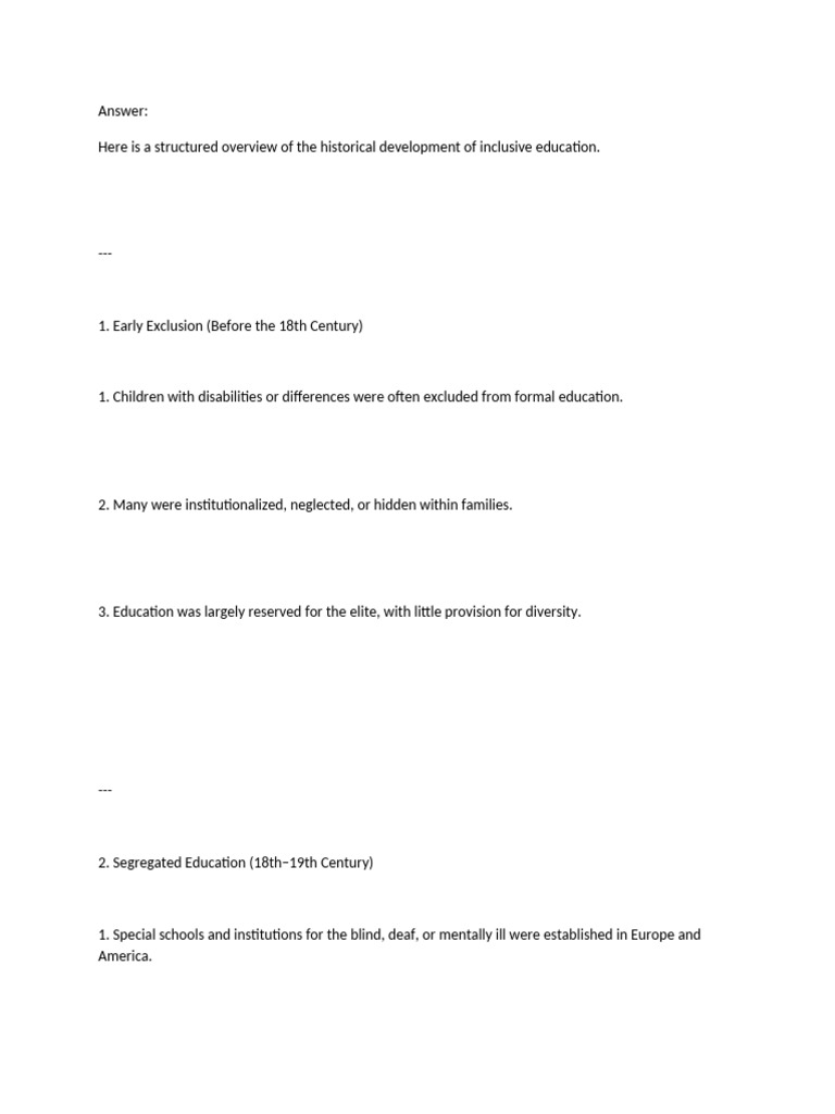 History of Inclusive Education Development | PDF | Inclusion (Education ...