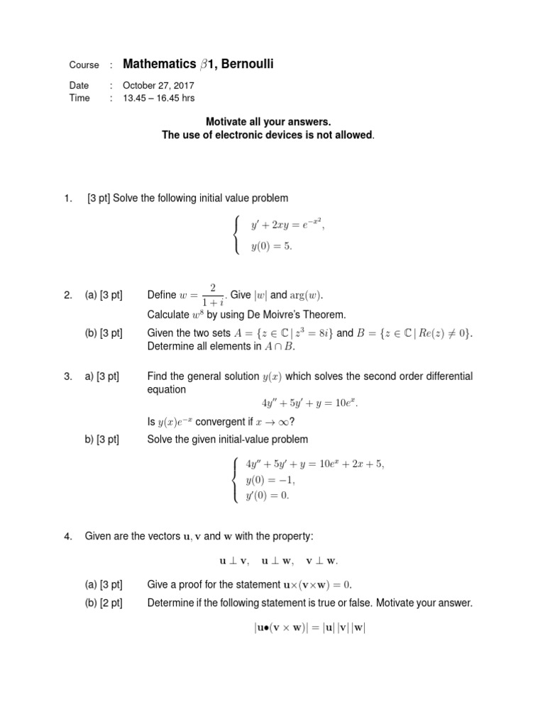 Mathematics Exam: Differential Equations & Limits | PDF | Mathematical ...