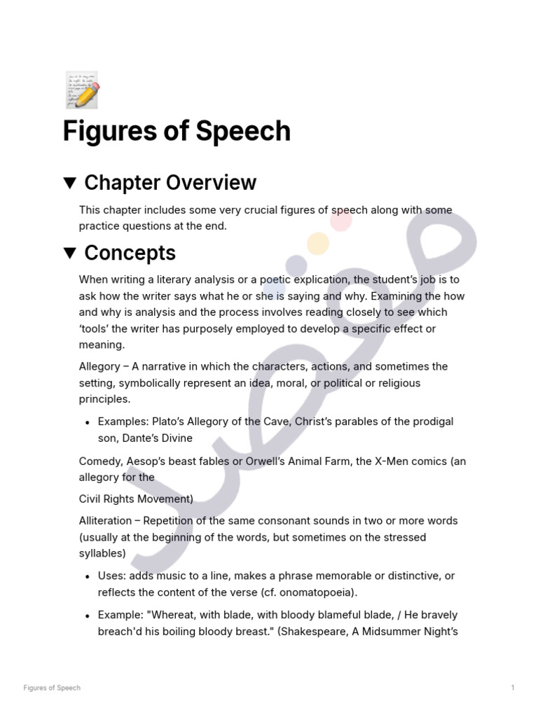 Essential Figures of Speech Explained | PDF | Poetry | Metre (Poetry)