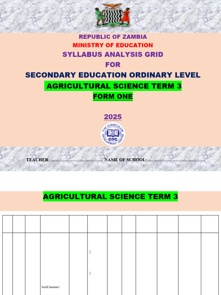 Zambian Agricultural Science Syllabus 2025 | PDF | Creativity | Agriculture