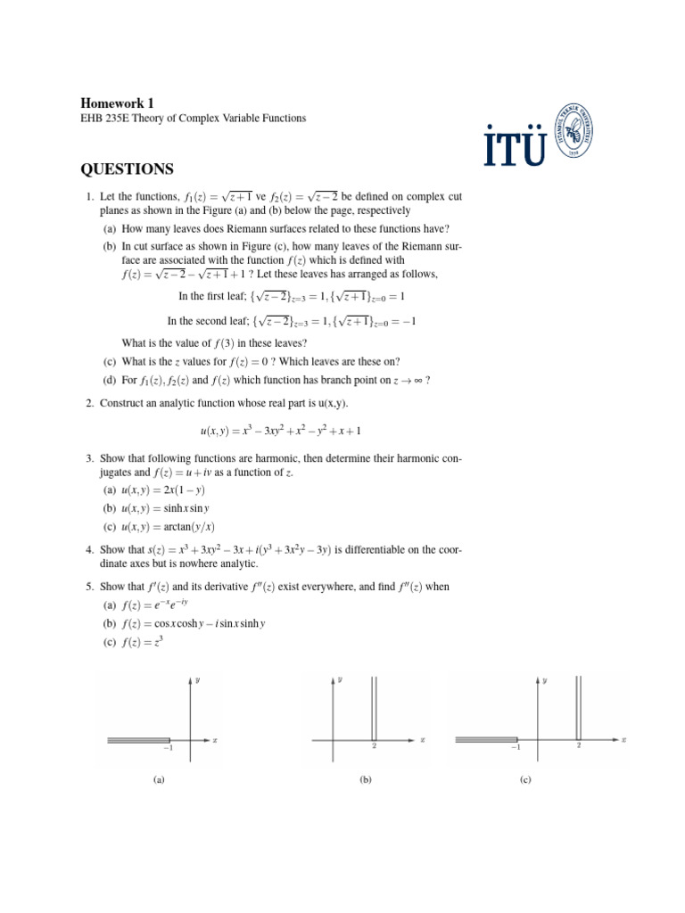 Complex Variable Functions Homework 1 | PDF