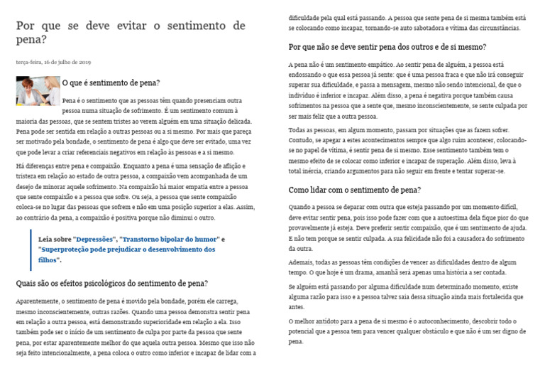 Evitando o Sentimento de Pena | PDF | Sentimento | Empatia