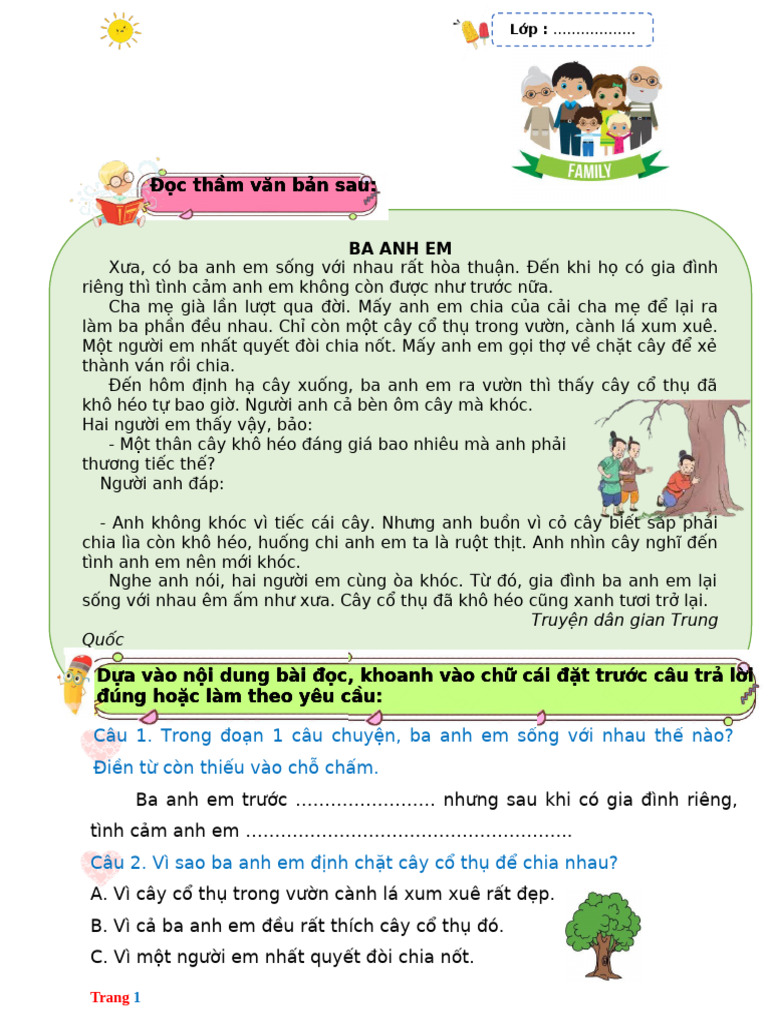 BTCT Tieng Viet Ctst4 Tuan 5 | PDF