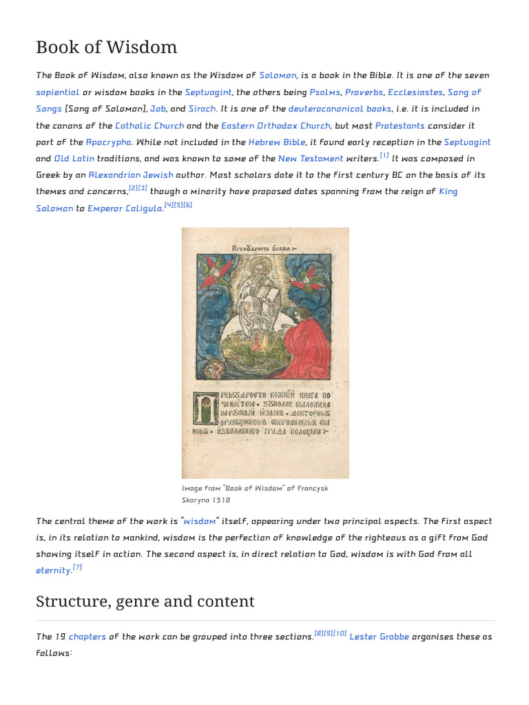 Dating the Book of Wisdom | PDF | Religious Texts | Bible