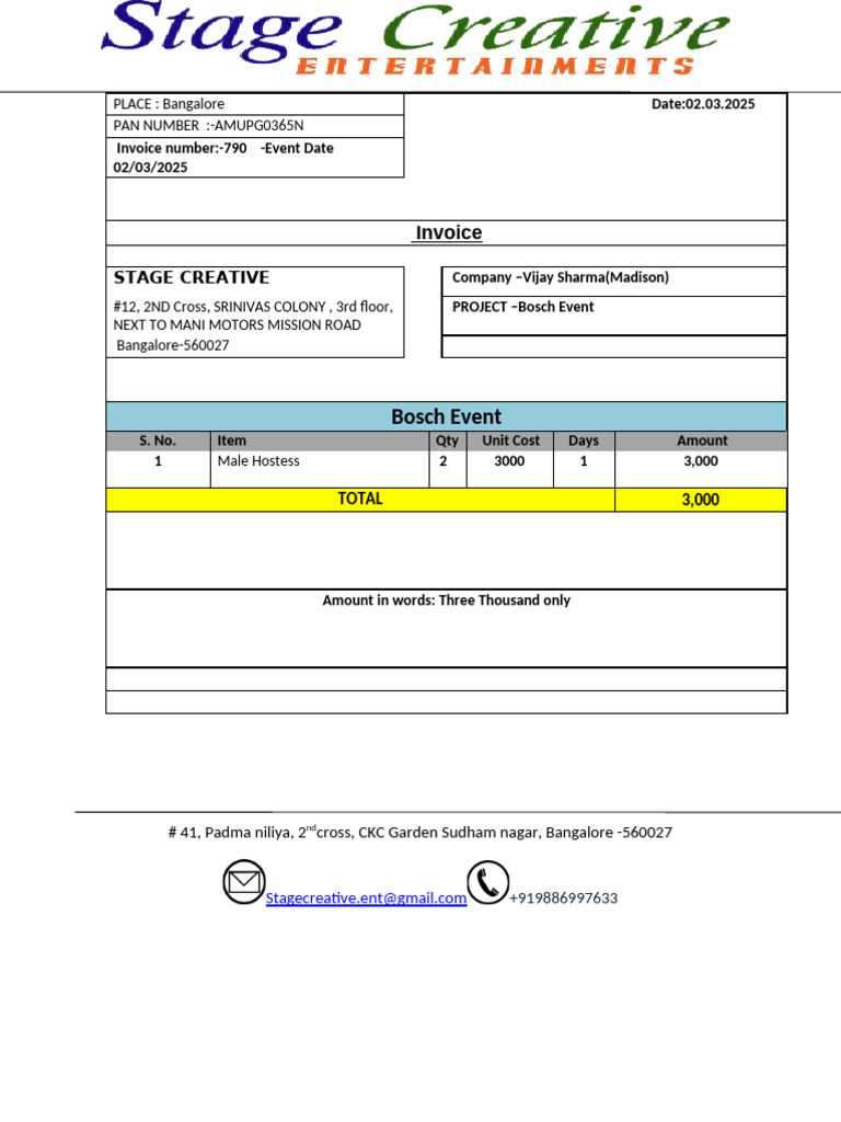 Bosch Event Invoice - Bangalore 2025 | PDF