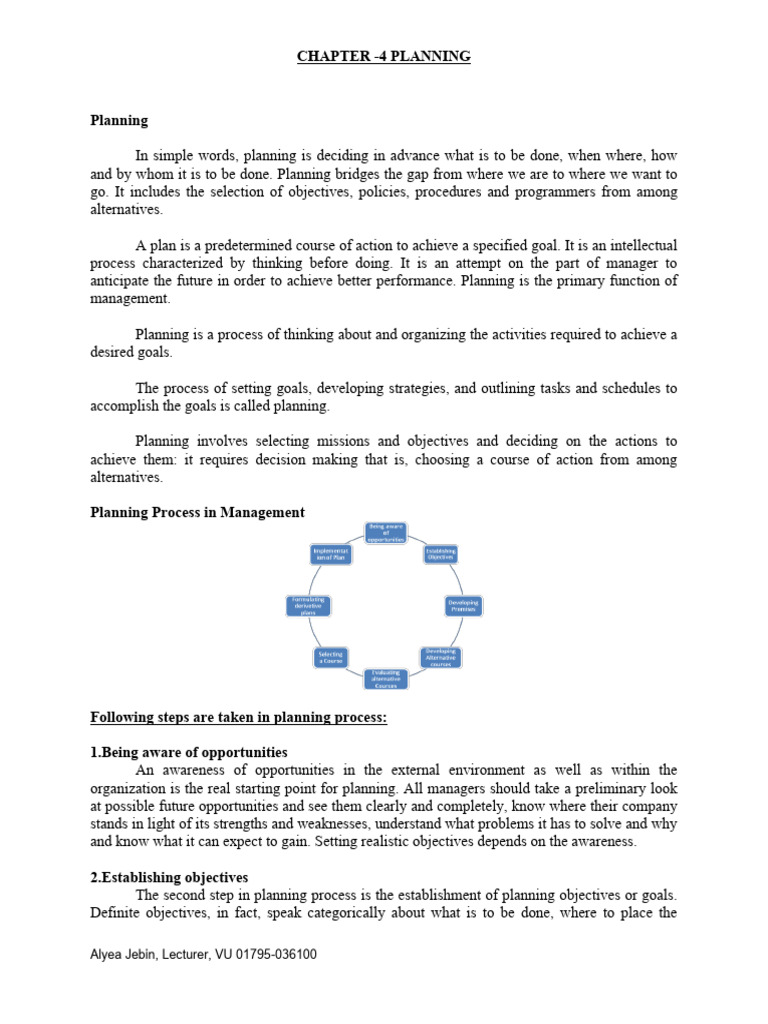 Planning Process in Management | PDF | Planning | Strategic Planning