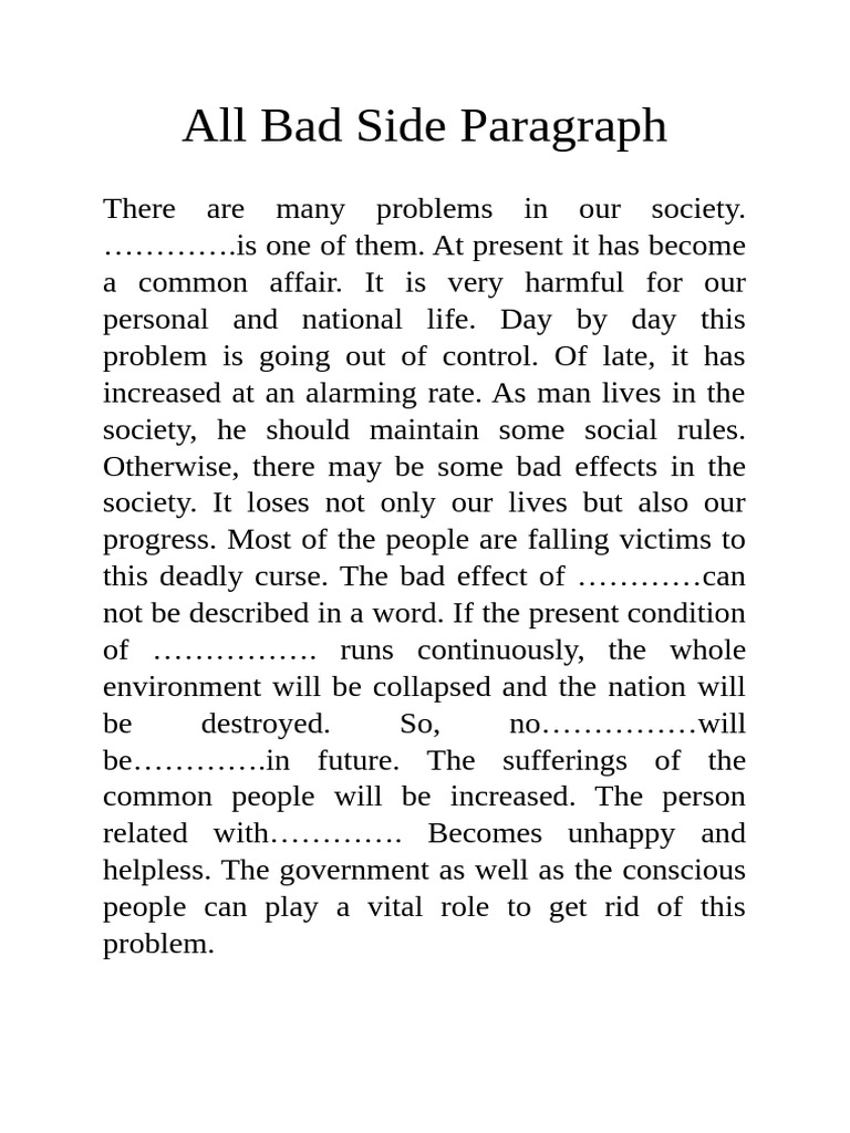 All Bad Side Paragraph | PDF