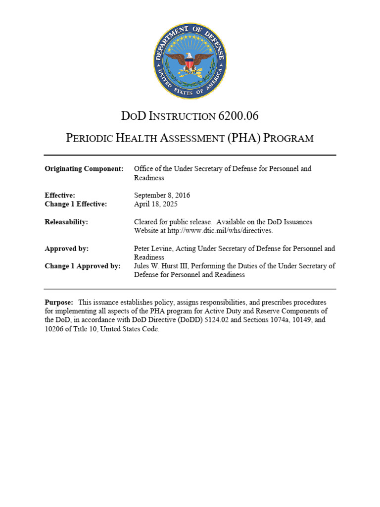 DOD PHA Program Overview and Policy | PDF | United States Department Of ...
