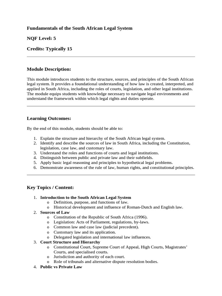 South African Legal System Overview | PDF | Case Law | Constitutional Law
