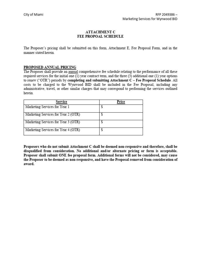 Wynwood BID Marketing Services Fee Proposal | PDF