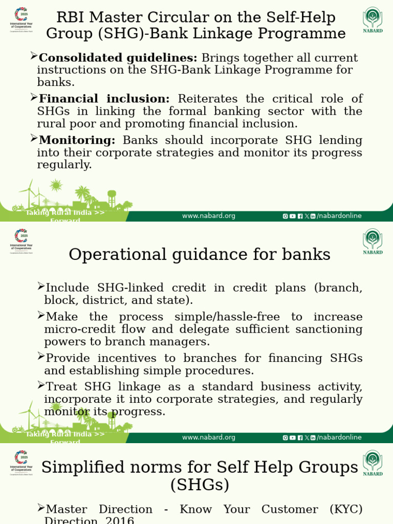 SHG-Bank Linkage Guidelines for Banks | PDF