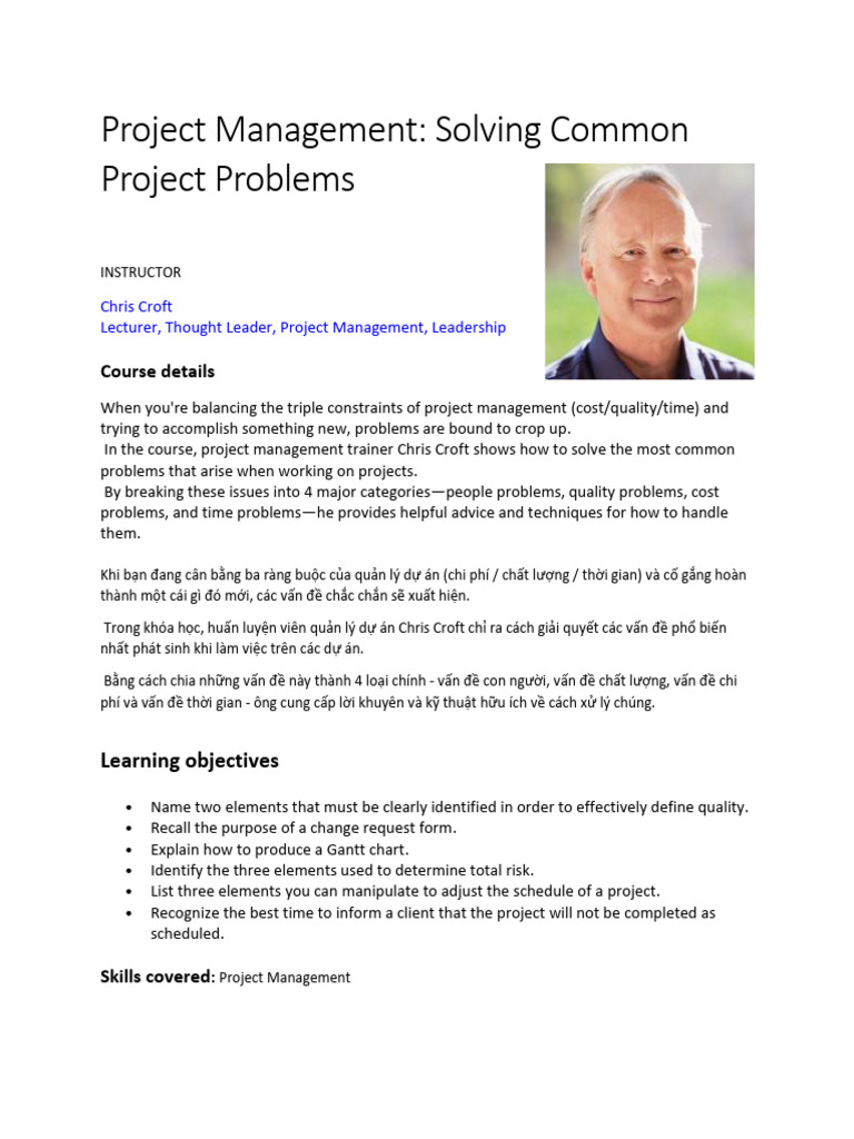 Project Management Problem-Solving Guide | PDF | Communication