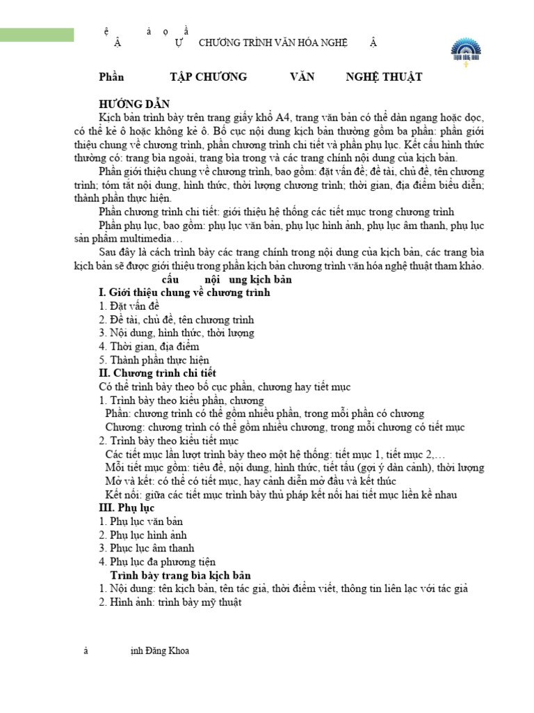 Huong Dan Trinh Bay KB CT VHNT | PDF