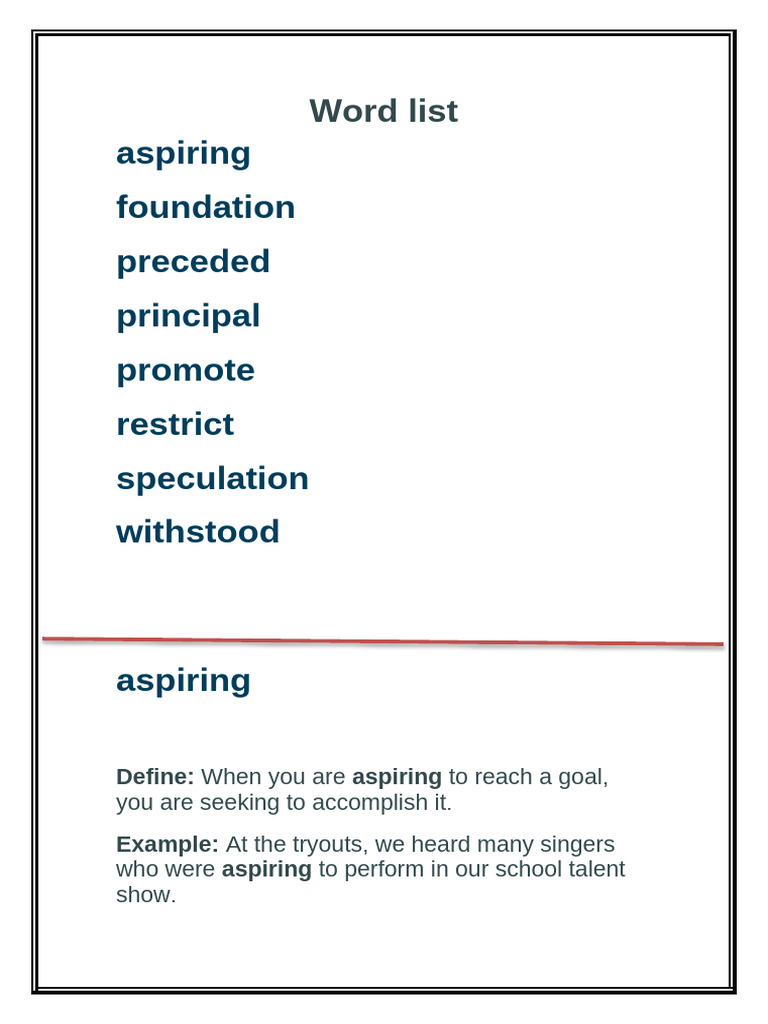 Vocabulary Word Definitions and Examples | PDF