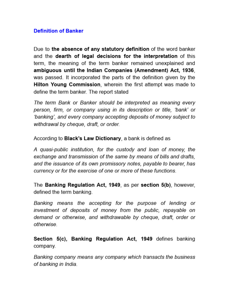 Understanding the Definition of Banker | PDF | Banks | Money