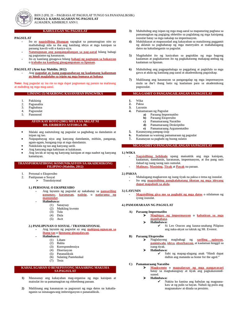Fil Topic 2 (Midterms) | PDF