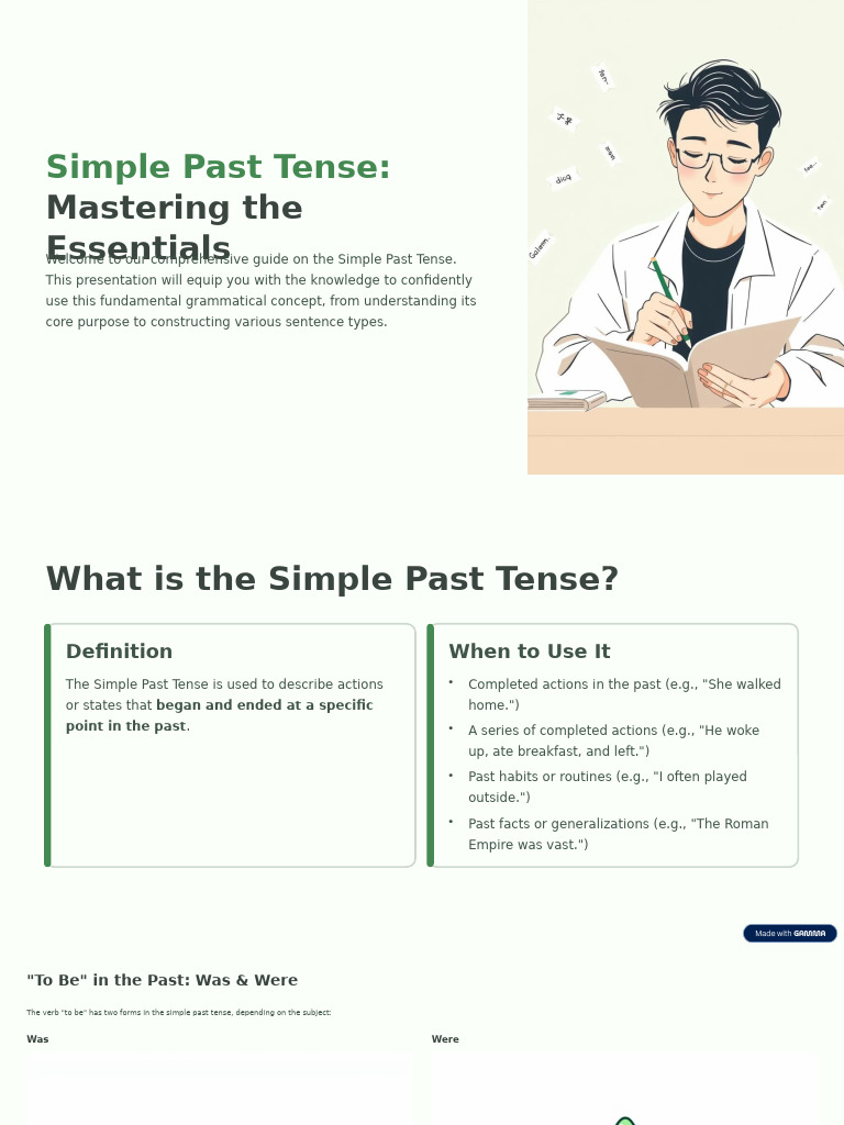 Mastering Simple Past Tense Essentials | PDF | Subject (Grammar) | Verb